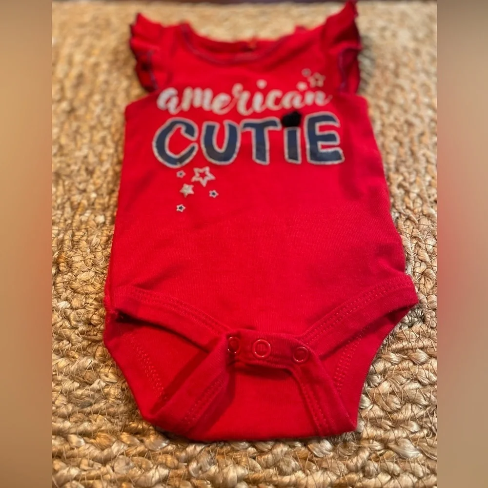 “American Cutie” Red, White, and Blue short sleeve newborn onesie